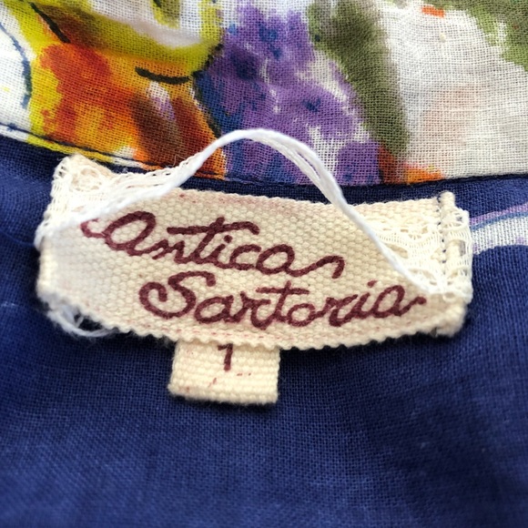 Antica Sartoria Blue Multicolor Beaded V-Neck Cotton Kaftan Maxi Dress S/M - Picture 9 of 11